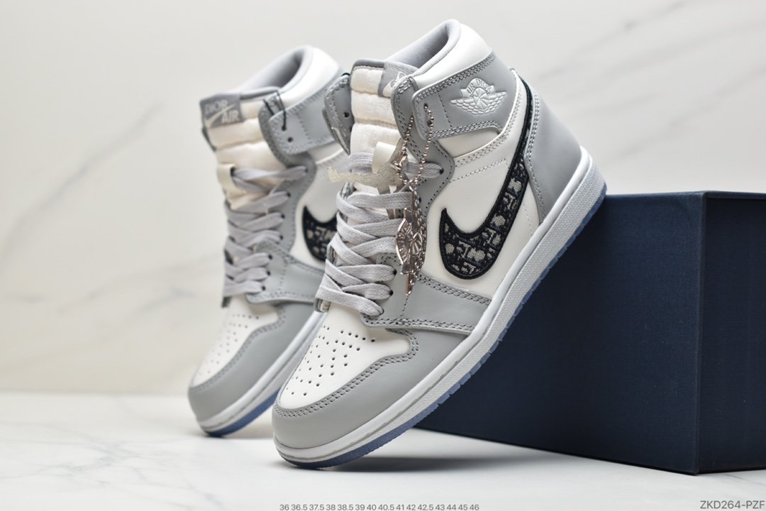 Dior x Air Jordan Brand 1 High OG ”Grey”AJ1 Jordan Generation Sports Basketball Shoes CN8607-002