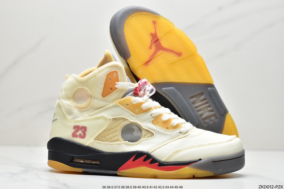 OFF-WHITE x Air Jordan 5 ”Sail” AJ5 this DH8565-100