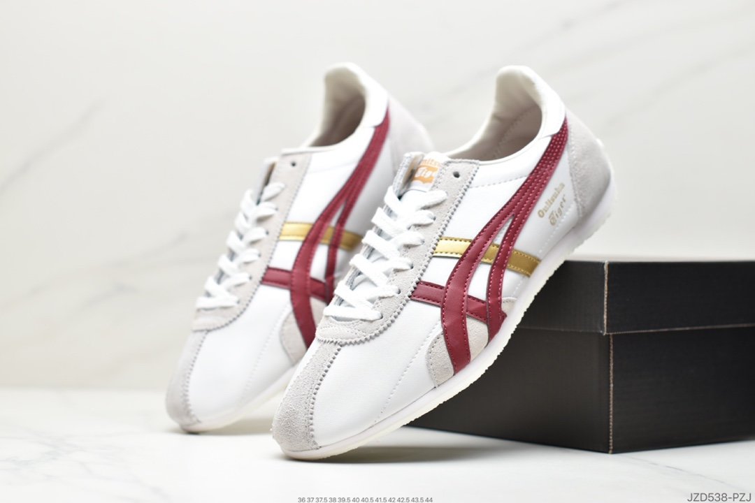 Onitsuka Tiger/Onitsuka Tiger Runspark Mars Sports Series Track and Field Nails Retro Classic All-match Leather Casual Running Shoes ”Leather Beige, White, Green and Yellow LOGO” 1183B698-100