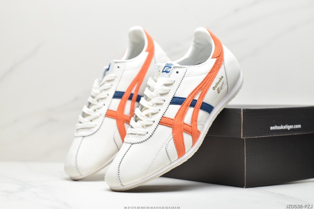 Onitsuka Tiger/Onitsuka Tiger Runspark Mars Sports Series Track and Field Nails Retro Classic All-match Leather Casual Running Shoes ”Leather Beige, White, Green and Yellow LOGO” 1183B698-100