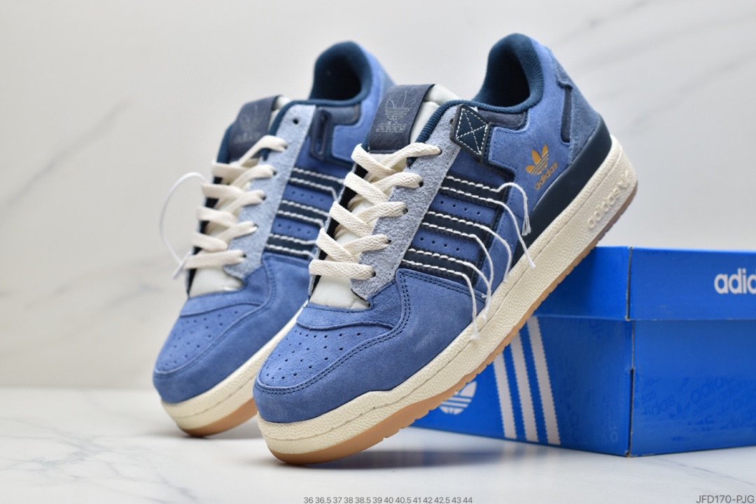 Adidas Clover Originals Forum 84 Low Rome series Velcro low-top retro lace-up all-match casual sports sneakers ”suede denim blue and white tassel thread” GW0298