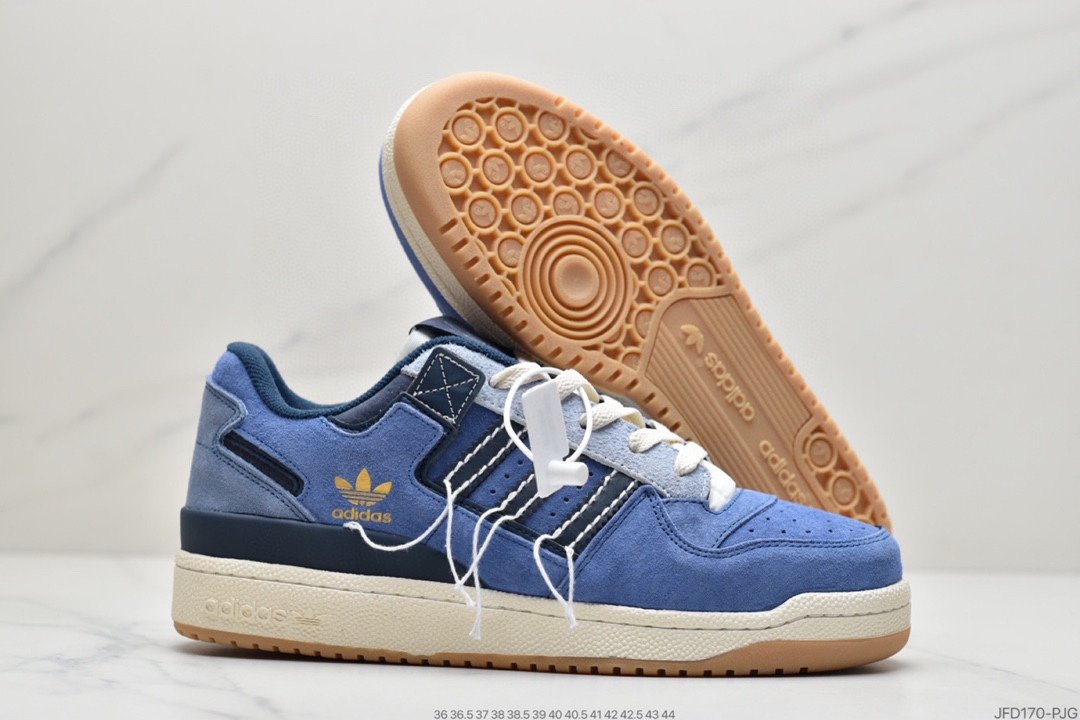 Adidas Clover Originals Forum 84 Low Rome series Velcro low-top retro lace-up all-match casual sports sneakers ”suede denim blue and white tassel thread” GW0298