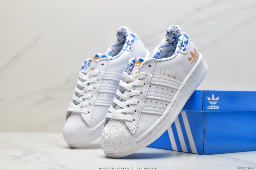 adidas Originals Superstar”White/Blue And White Porcelain”板鞋HO0186