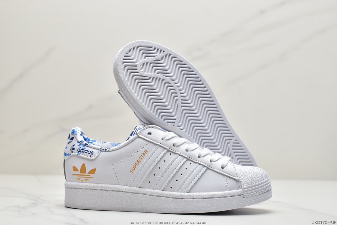 adidas Originals Superstar”White/Blue And White Porcelain”板鞋HO0186