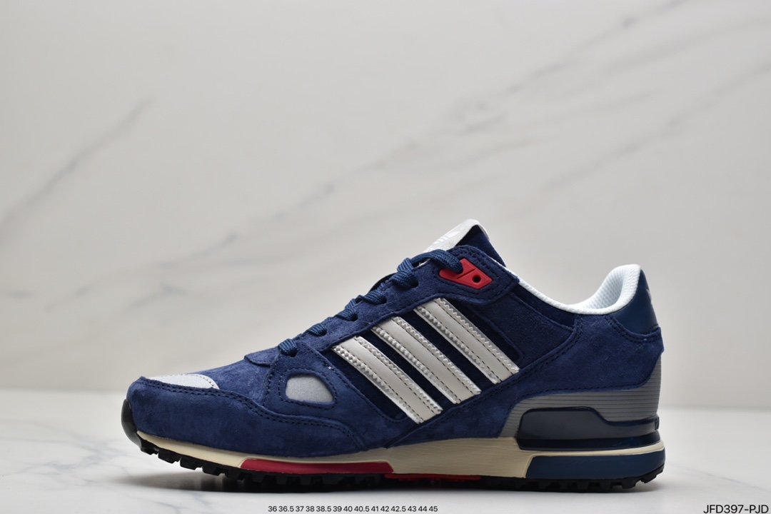 Adidas Clover Originals ZX750 Series Classic Low-Top Retro Casual All-match Sports Jogging Shoes ”Suede Yuanzu Gray Navy Blue” D65229