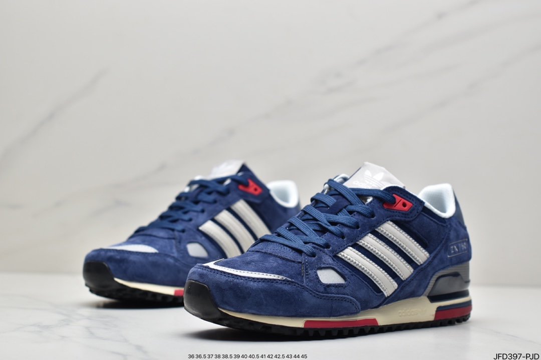 Adidas Clover Originals ZX750 Series Classic Low-Top Retro Casual All-match Sports Jogging Shoes ”Suede Yuanzu Gray Navy Blue” D65229