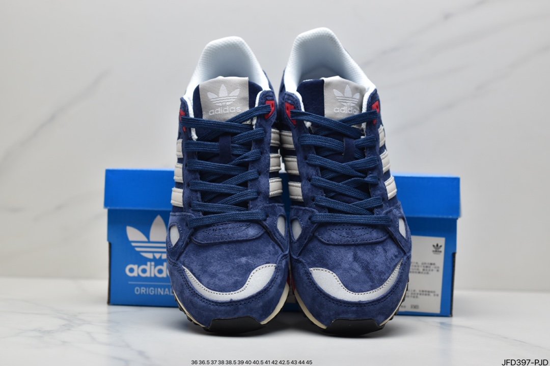 Adidas Clover Originals ZX750 Series Classic Low-Top Retro Casual All-match Sports Jogging Shoes ”Suede Yuanzu Gray Navy Blue” D65229