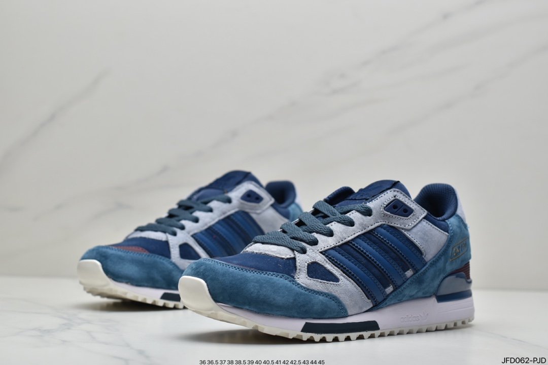 Adidas Clover Originals ZX750 Series Classic Low-Top Retro Casual All-match Sports Jogging Shoes ”Suede Yuanzu Gray Navy Blue” D65229