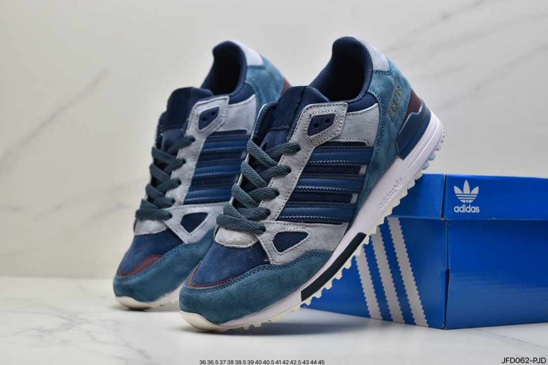 Adidas Clover Originals ZX750 Series Classic Low-Top Retro Casual All-match Sports Jogging Shoes ”Suede Yuanzu Gray Navy Blue” D65229