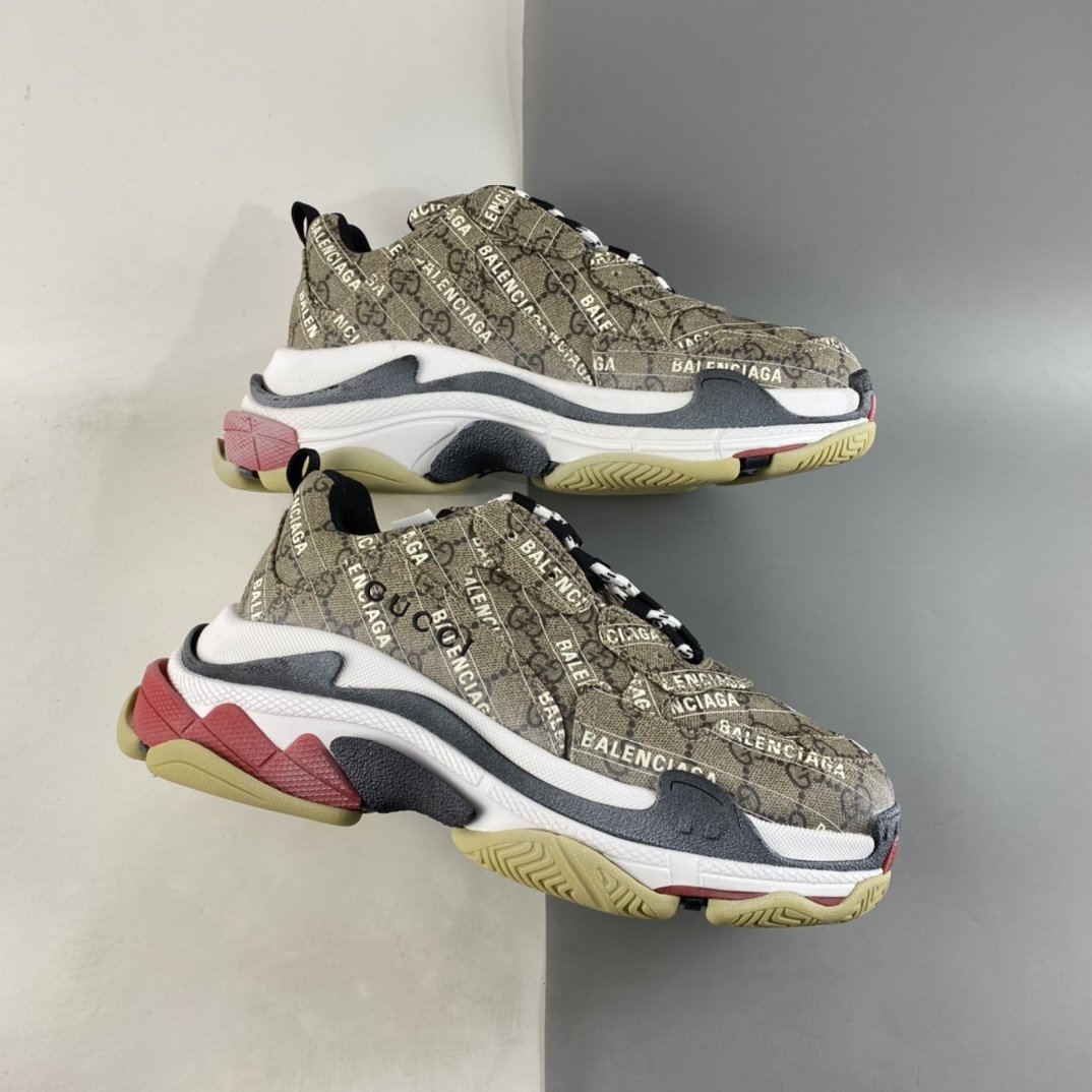 Gucci x Balenciaga Triple S Edition Patchwork Vintage Daddy Shoes