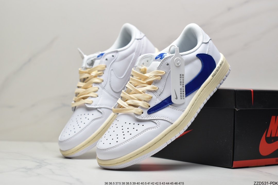 Travis Scott x Fragment x Air Jordan 1 Low ”Military Blue” Lightning Barb High DM6839