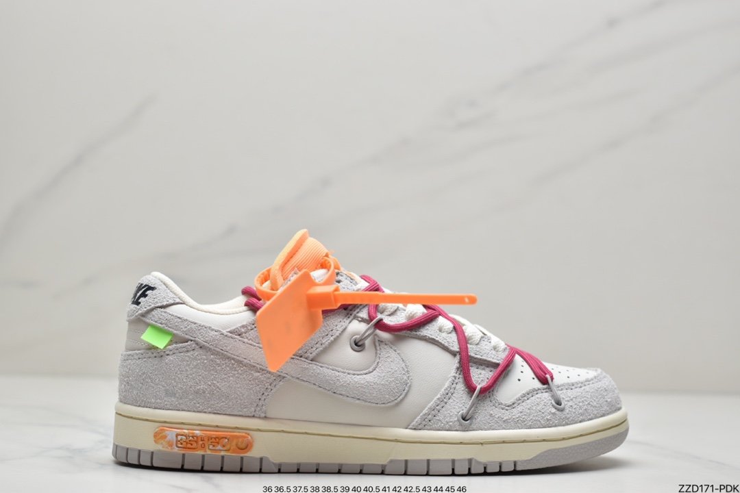 Off-White x Nike Dunk Low NO.3 white shoelace blue buckle DM1602-118