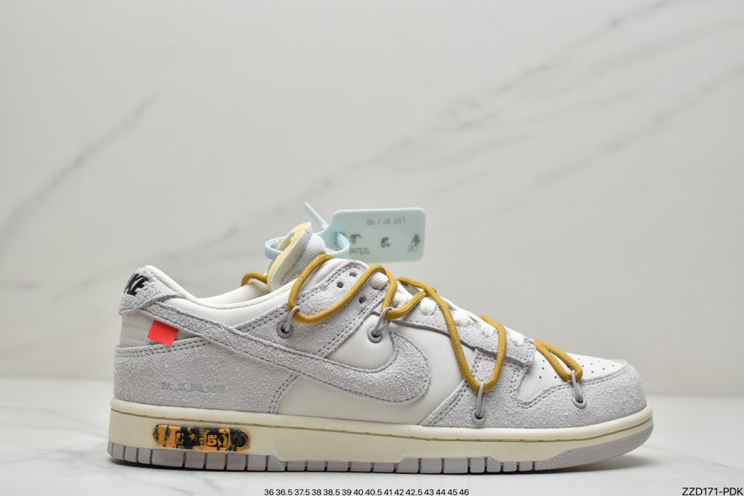 Off-White x Nike Dunk Low NO.3 white shoelace blue buckle DM1602-118