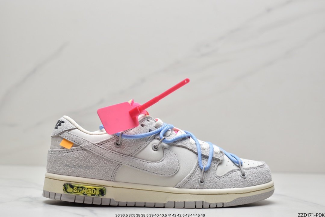 Off-White x Nike Dunk Low NO.3 white shoelace blue buckle DM1602-118