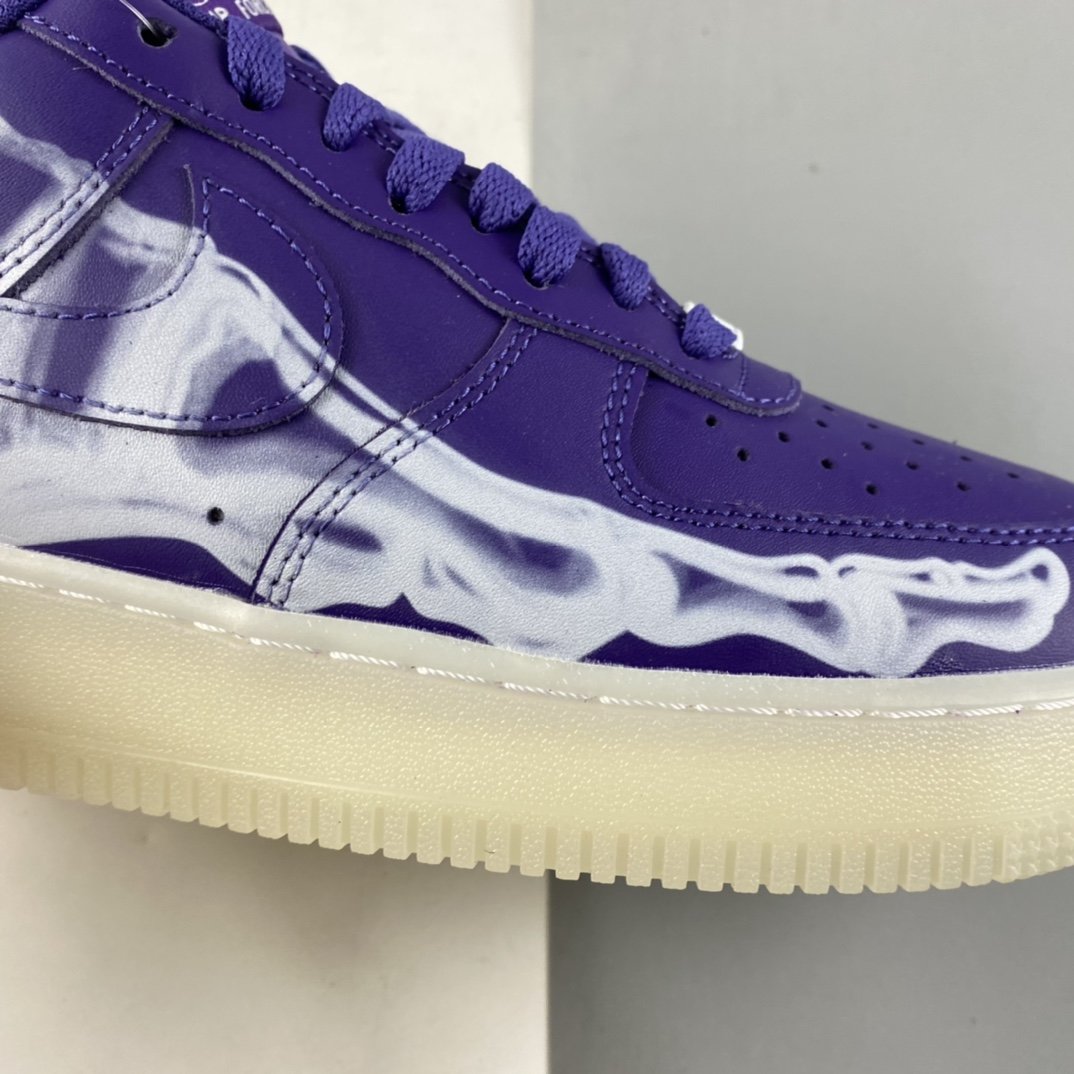 NIKE Air Force 1'07 Skeleton QS Halloween Black Purple Luminous Skeleton Limited Casual Shoes CU8067-500