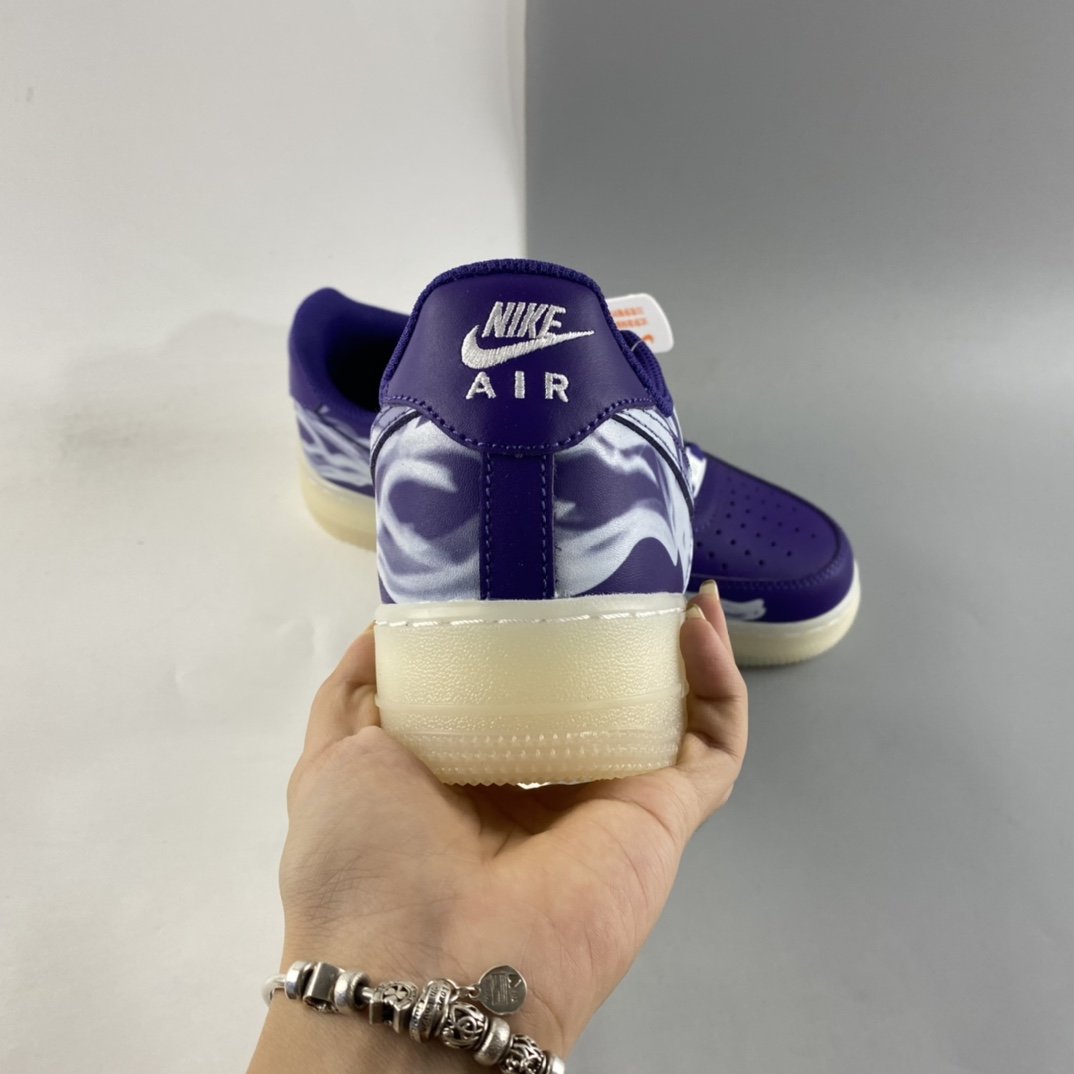 NIKE Air Force 1'07 Skeleton QS Halloween Black Purple Luminous Skeleton Limited Casual Shoes CU8067-500