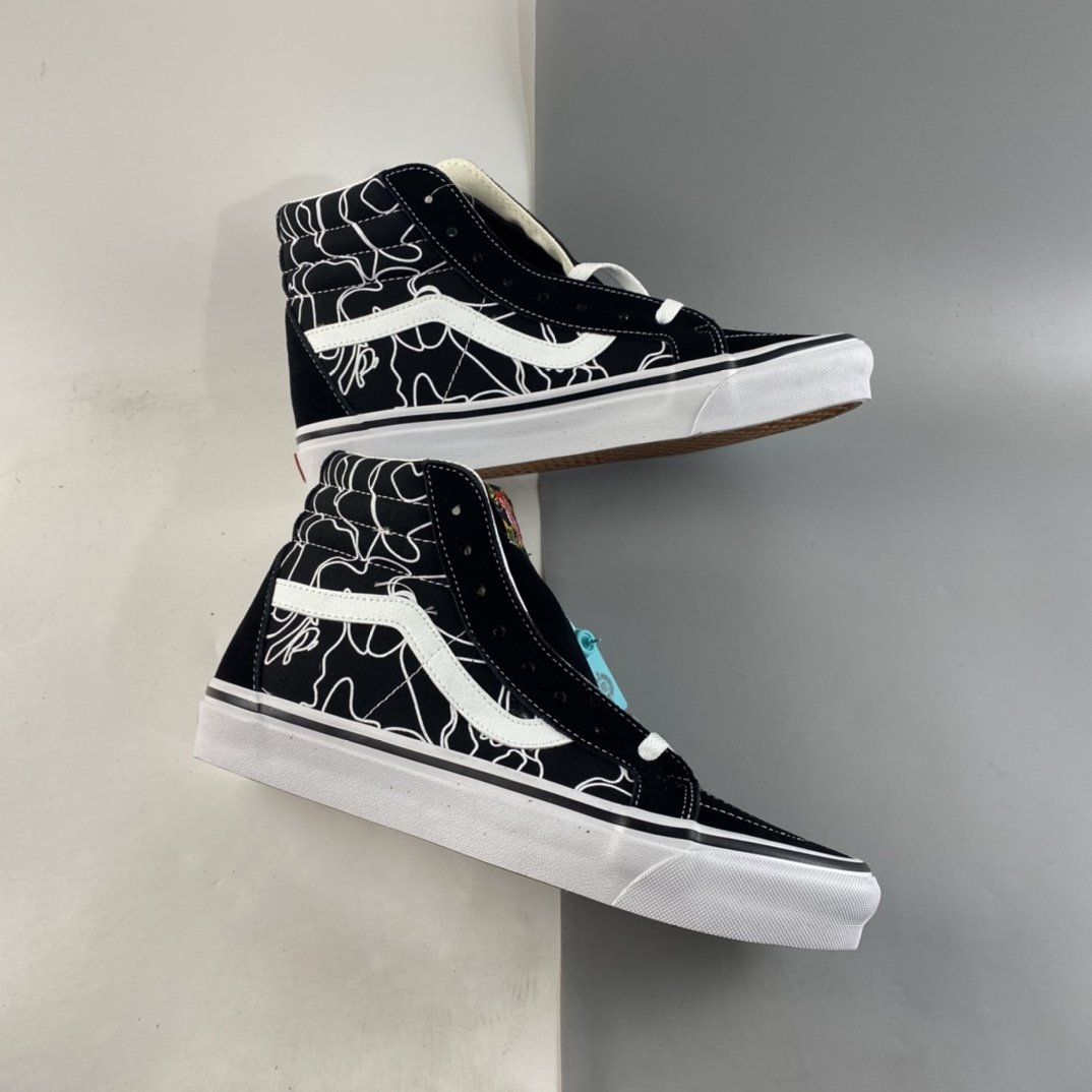 BAPE x Vans 2021 official blockbuster joint model Sk8-Hi 38 DX black and white classic high-top men and women couple sneakers canvas shoes VN0A38GF7BG