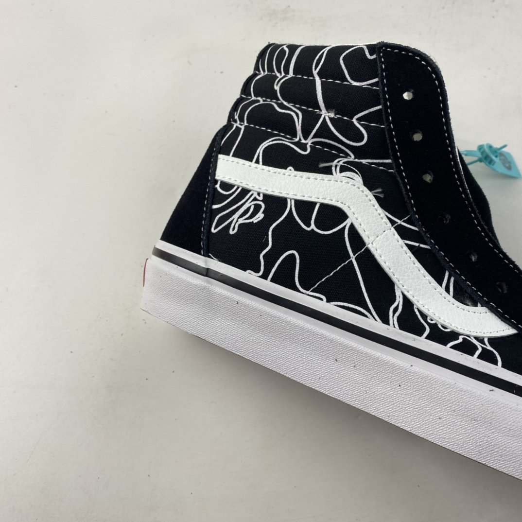 BAPE x Vans 2021 official blockbuster joint model Sk8-Hi 38 DX black and white classic high-top men and women couple sneakers canvas shoes VN0A38GF7BG