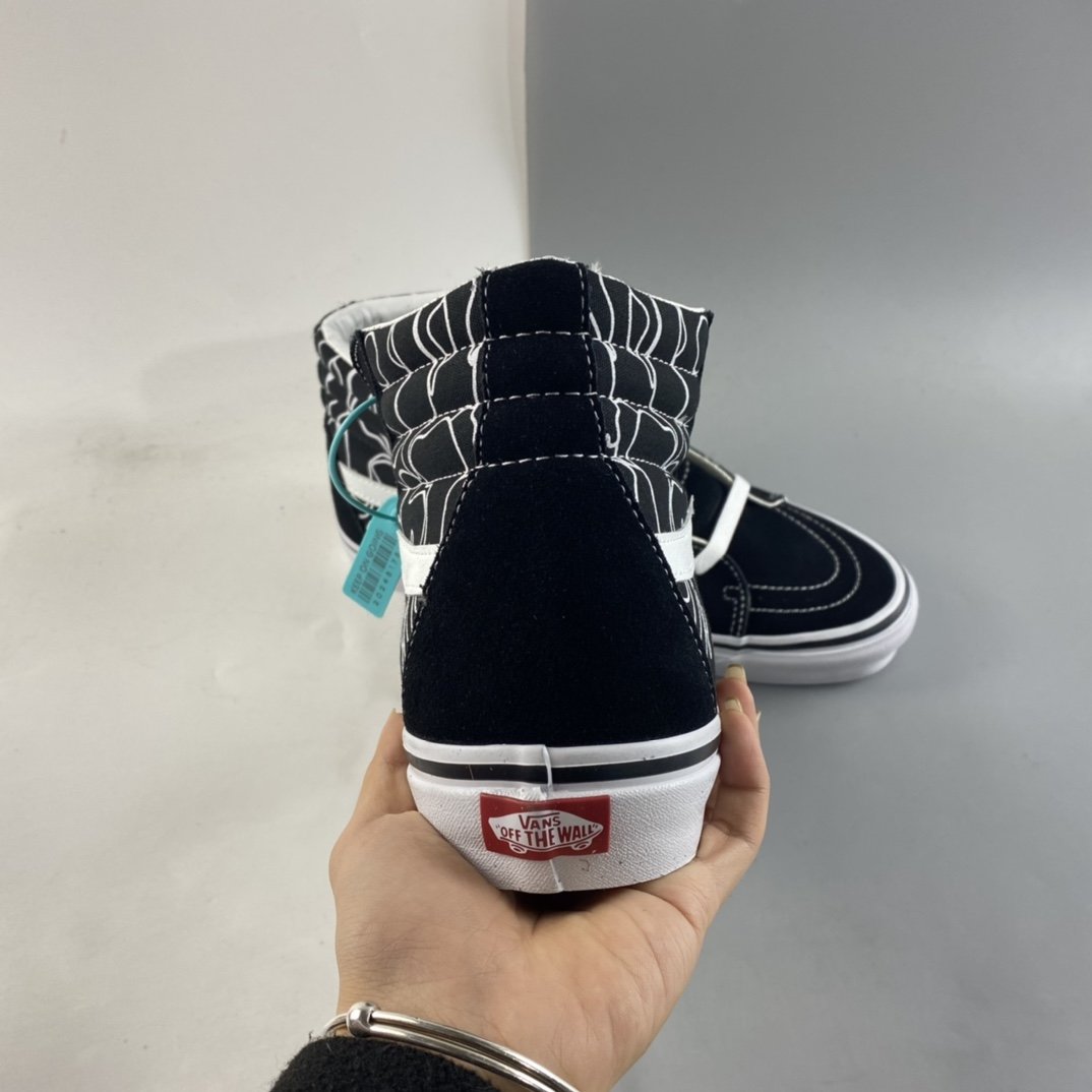 BAPE x Vans 2021 official blockbuster joint model Sk8-Hi 38 DX black and white classic high-top men and women couple sneakers canvas shoes VN0A38GF7BG