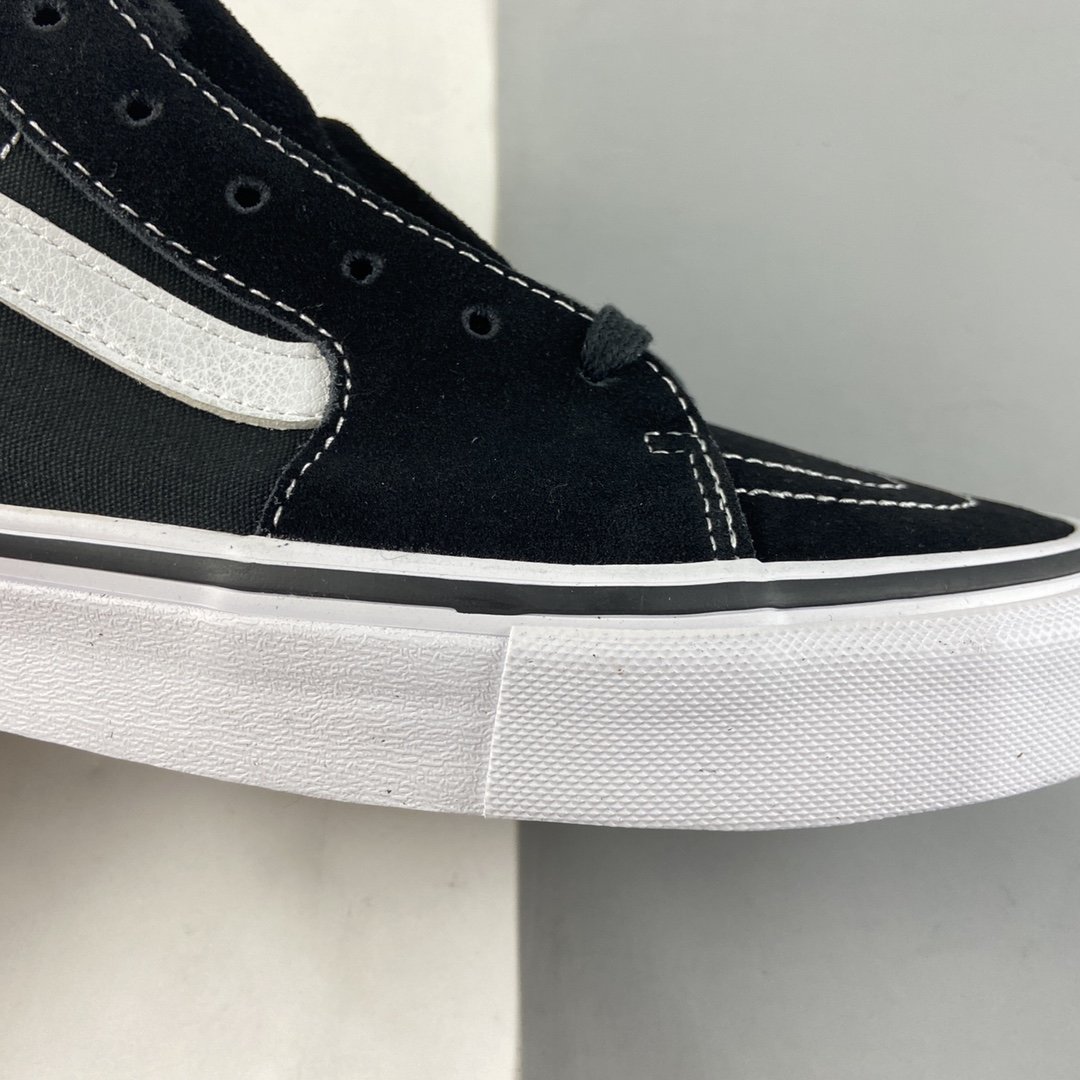 VANS Sk8-Mid Pro Vance mid-top black and white striped plus velvet professional board shoes VN0A347UY28