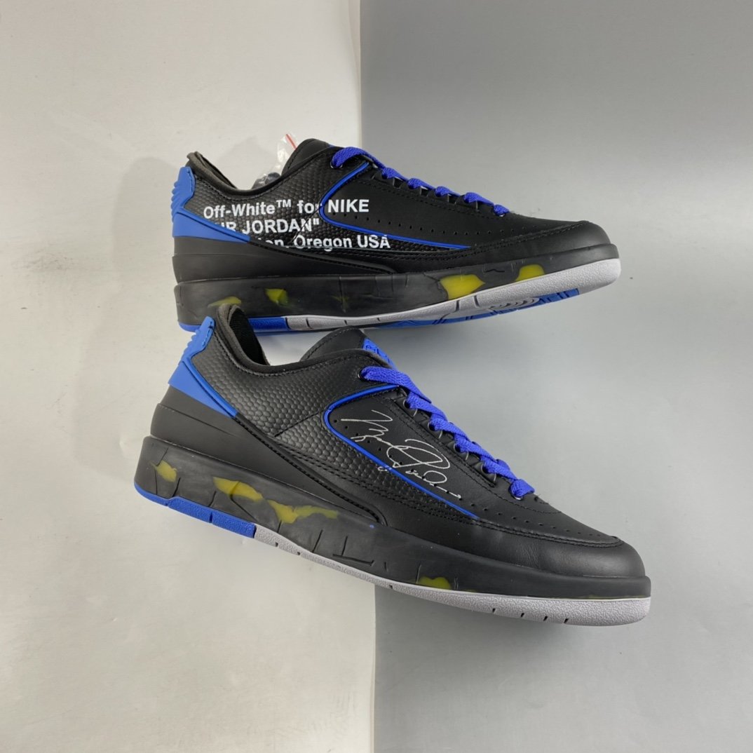 Off-White x Air Jordan 2 Low Black and Blue AJ2 Joe 2 OW Joint DJ4375-004