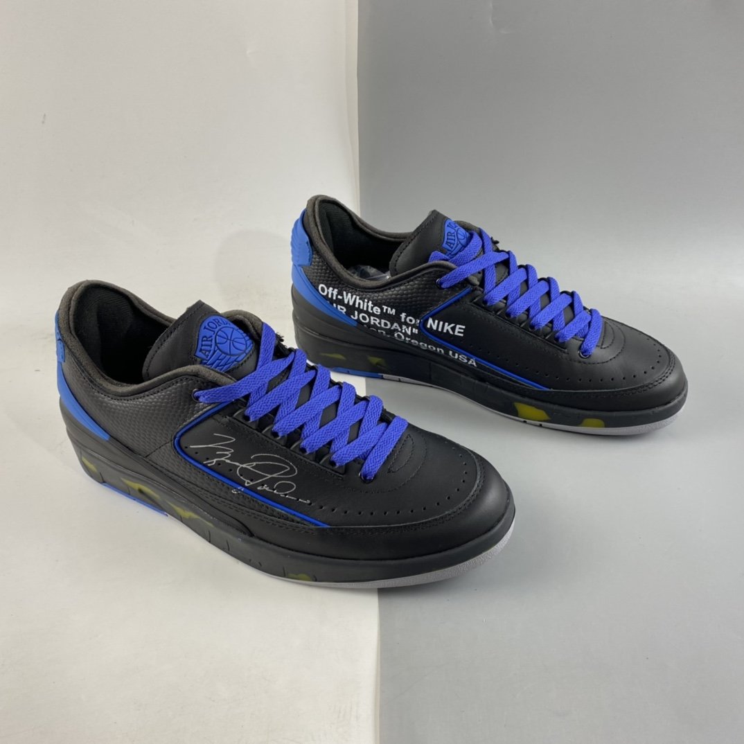 Off-White x Air Jordan 2 Low Black and Blue AJ2 Joe 2 OW Joint DJ4375-004