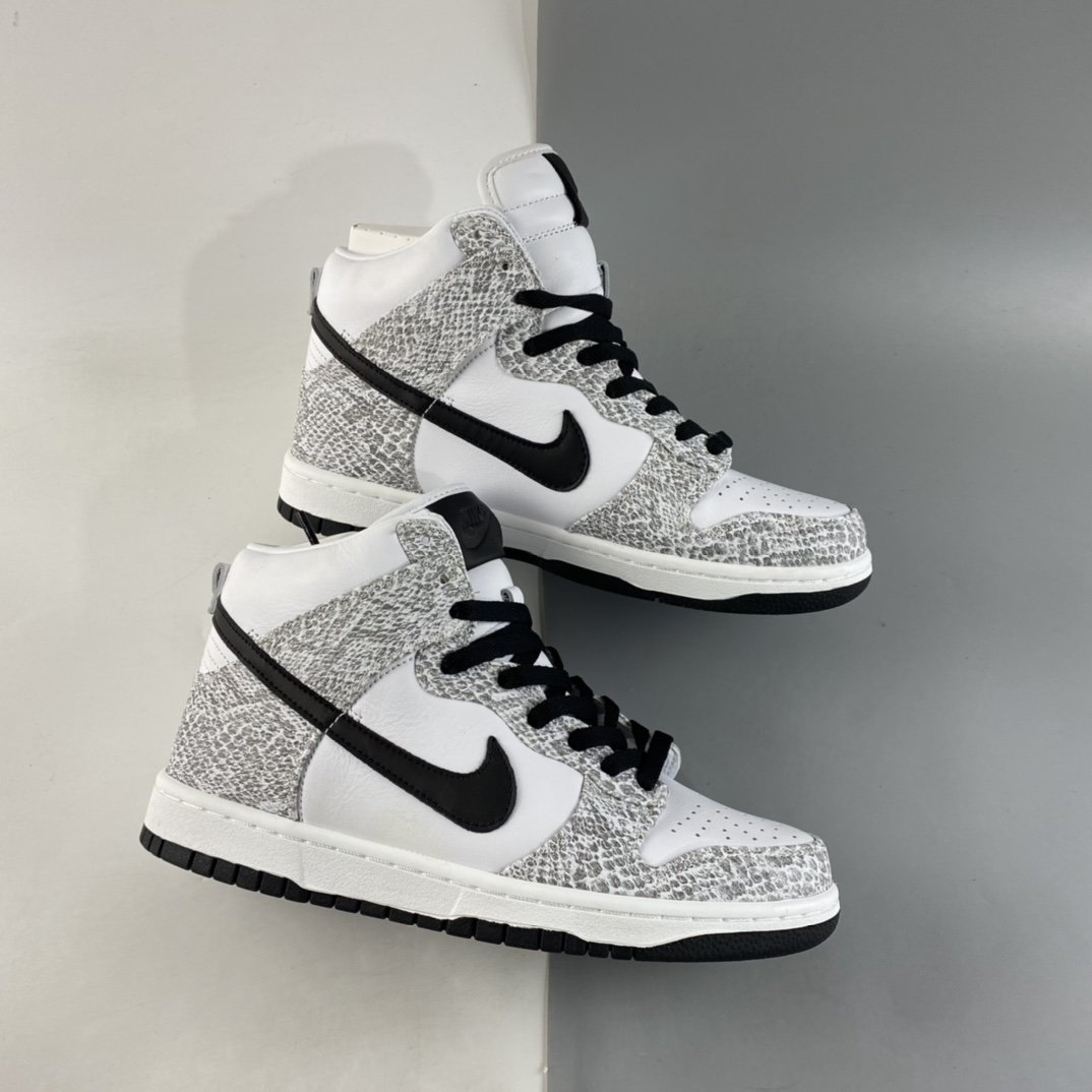 NIKE Dunk Prm Hi Sp Limited Edition Snakeskin Texture 3M Reflective High-Top Skateboard Shoes 624512-010