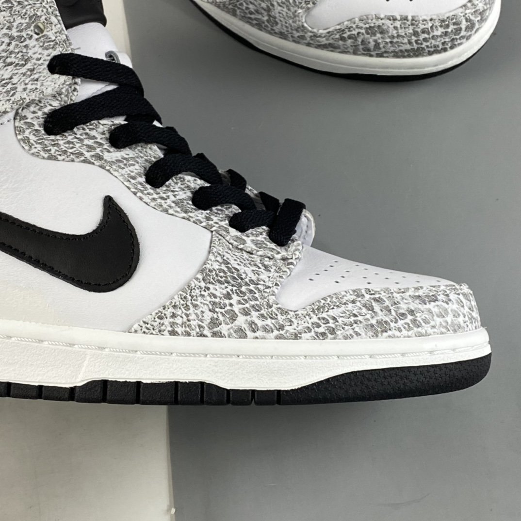 NIKE Dunk Prm Hi Sp Limited Edition Snakeskin Texture 3M Reflective High-Top Skateboard Shoes 624512-010