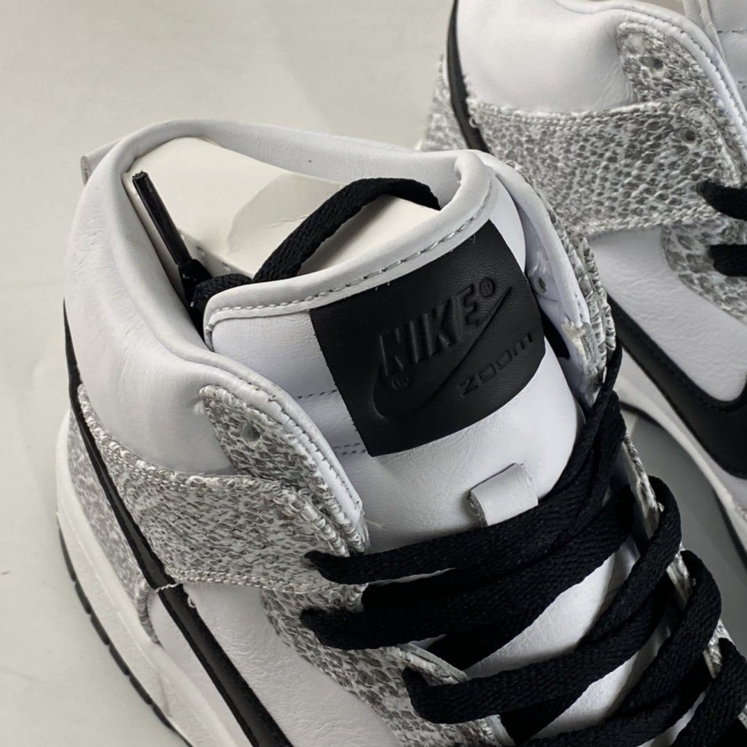 NIKE Dunk Prm Hi Sp Limited Edition Snakeskin Texture 3M Reflective High-Top Skateboard Shoes 624512-010