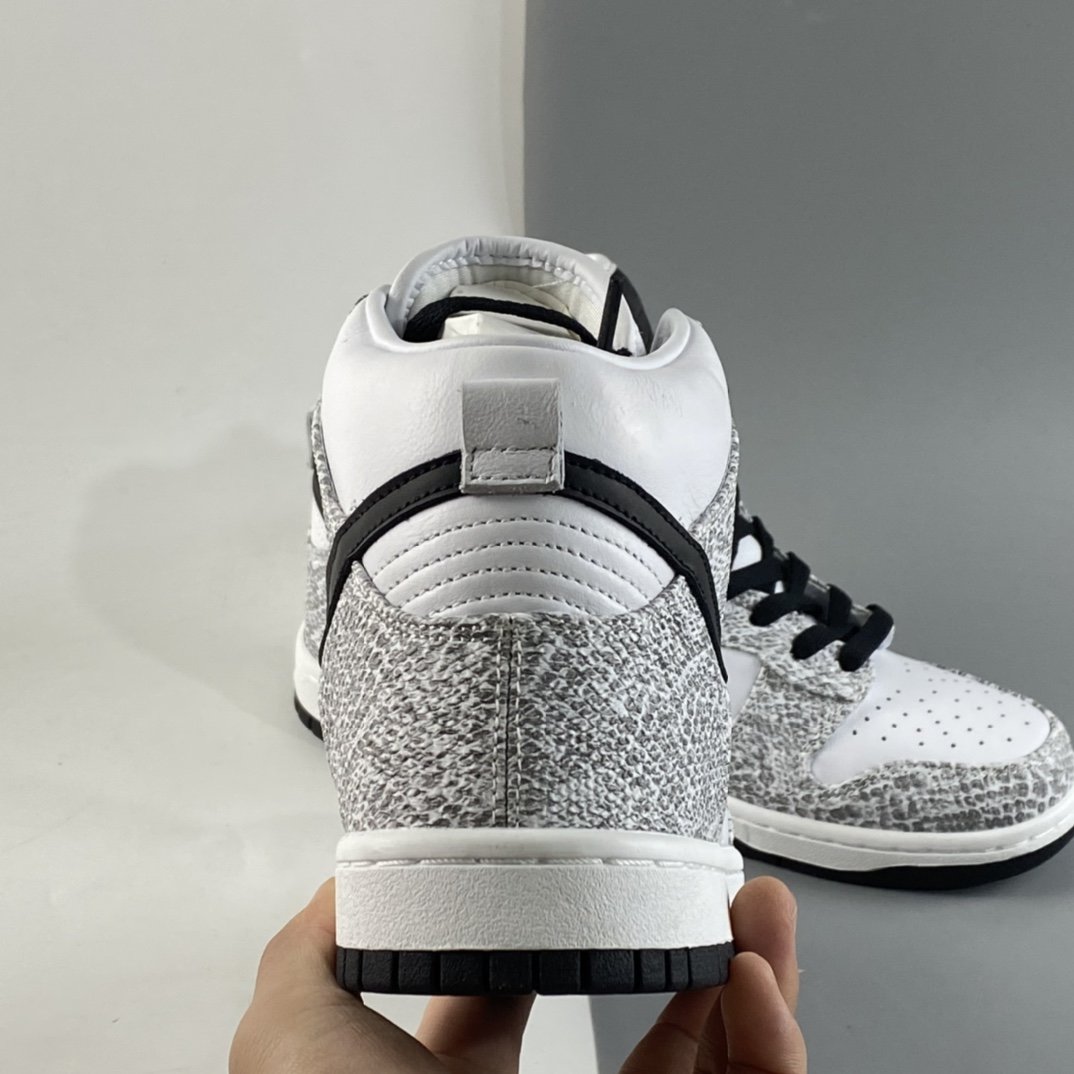 NIKE Dunk Prm Hi Sp Limited Edition Snakeskin Texture 3M Reflective High-Top Skateboard Shoes 624512-010