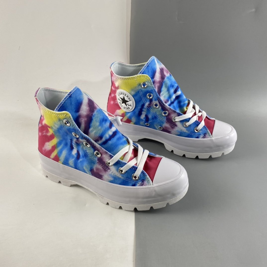 Converse All Star Lugged Official Tie Dye Canvas Platform Shoes Women's 572461C