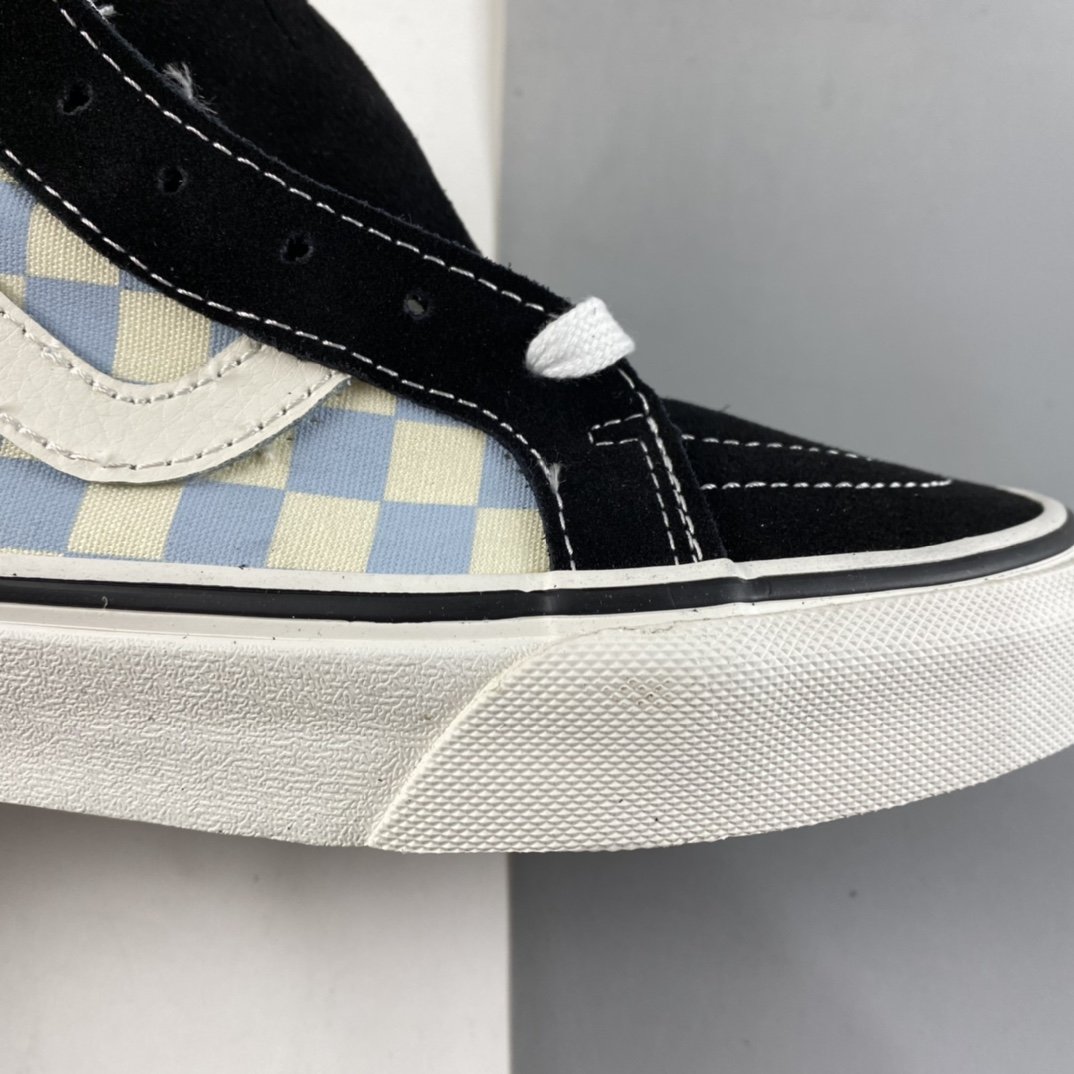 Vans SK8-Hi Vans official milk blue checkerboard men's shoes women's shoes high-top shoes VN0003CAI8C