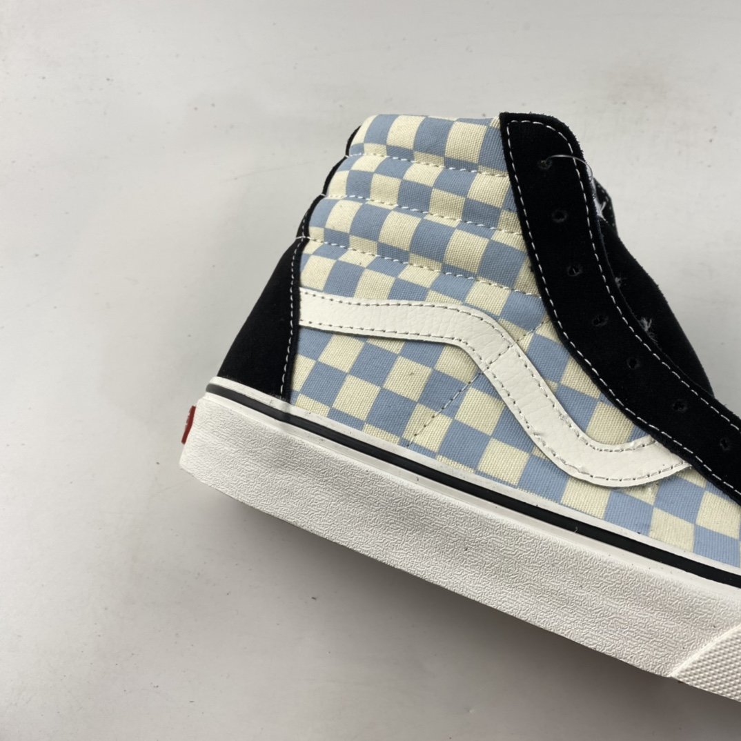 Vans SK8-Hi Vans official milk blue checkerboard men's shoes women's shoes high-top shoes VN0003CAI8C