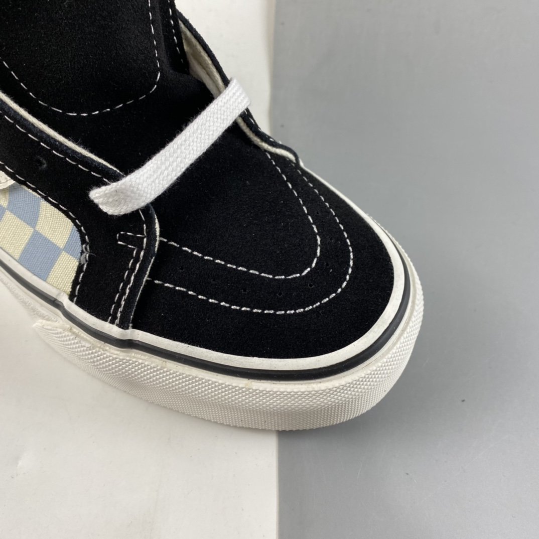 Vans SK8-Hi Vans official milk blue checkerboard men's shoes women's shoes high-top shoes VN0003CAI8C