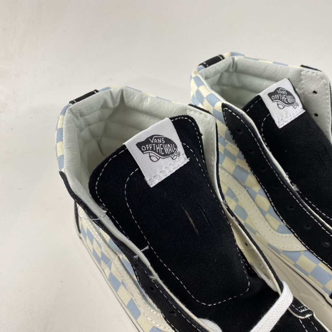 Vans SK8-Hi Vans official milk blue checkerboard men's shoes women's shoes high-top shoes VN0003CAI8C