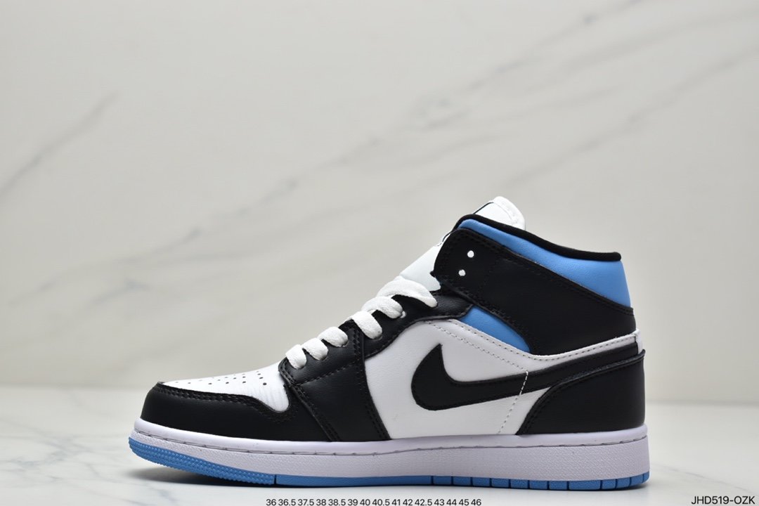 Air Jordan 1 Mid black and white blue in the current market best version BQ6472-102