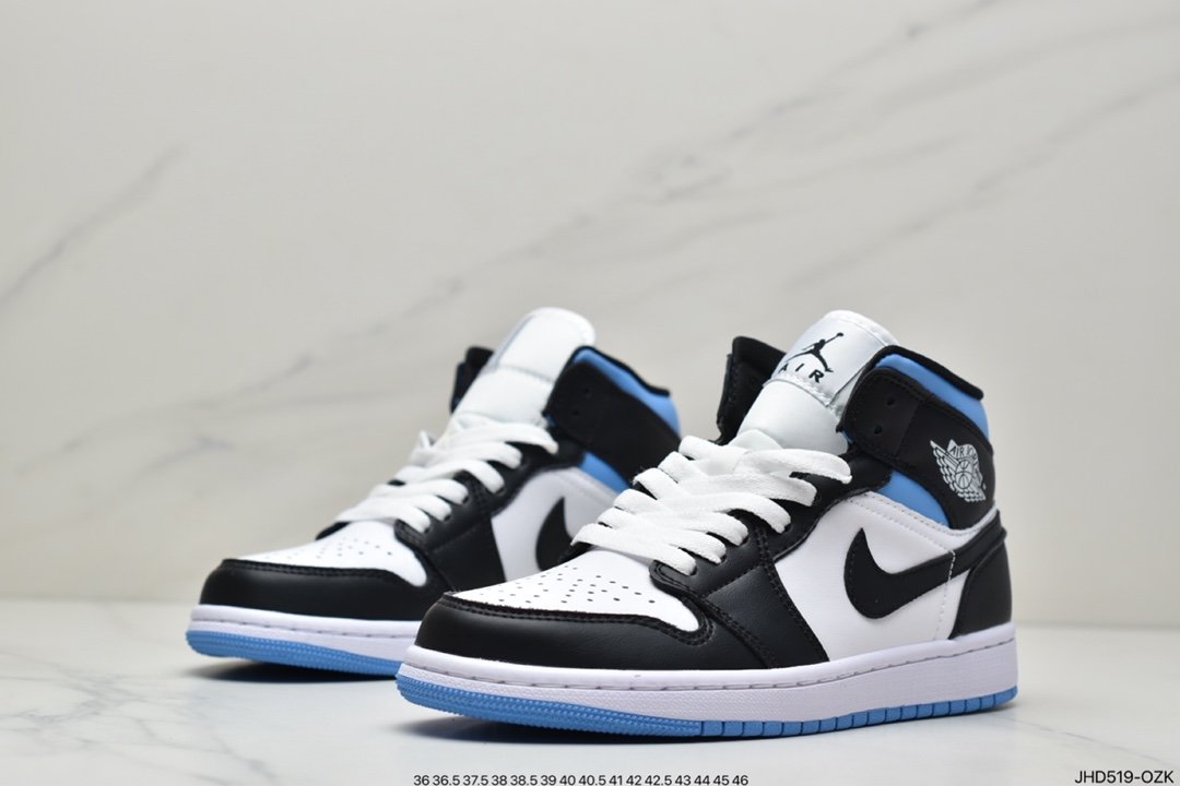 Air Jordan 1 Mid black and white blue in the current market best version BQ6472-102