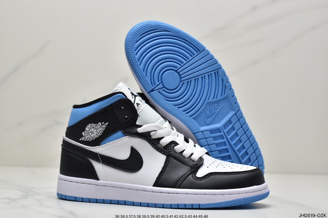 Air Jordan 1 Mid black and white blue in the current market best version BQ6472-102