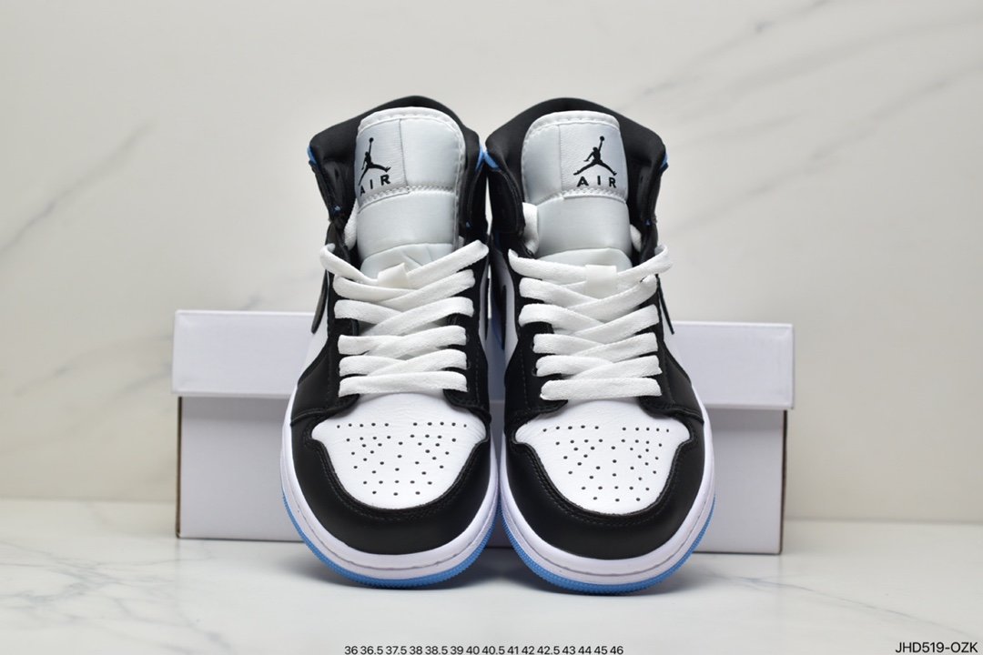 Air Jordan 1 Mid black and white blue in the current market best version BQ6472-102