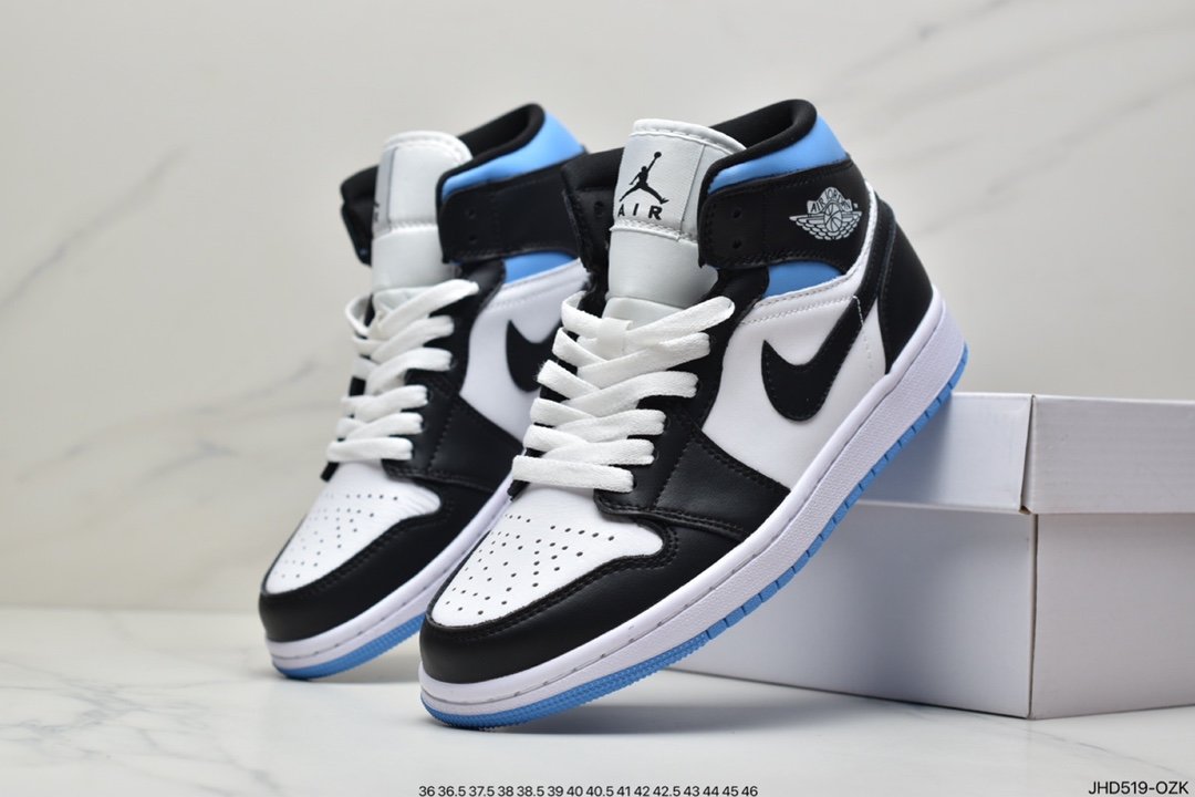 Air Jordan 1 Mid black and white blue in the current market best version BQ6472-102