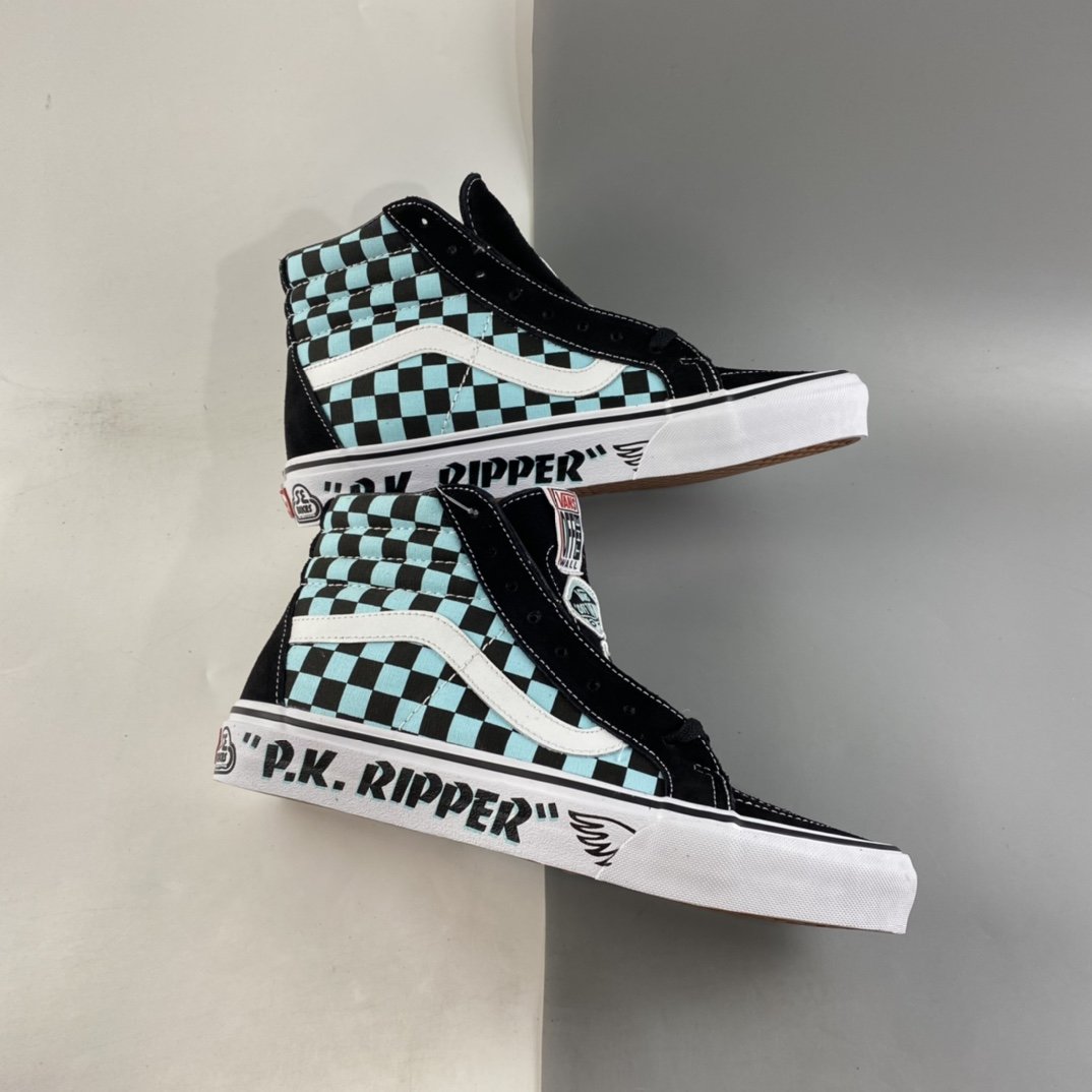 Vans Sk8-Hi2021 autumn and winter new Vans Vans black and blue checkerboard high-top VN0A4BV8A0E