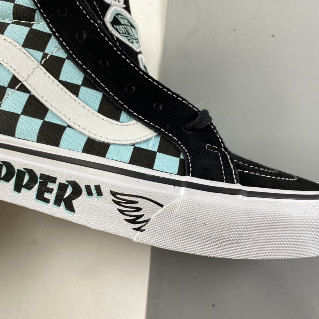 Vans Sk8-Hi2021 autumn and winter new Vans Vans black and blue checkerboard high-top VN0A4BV8A0E