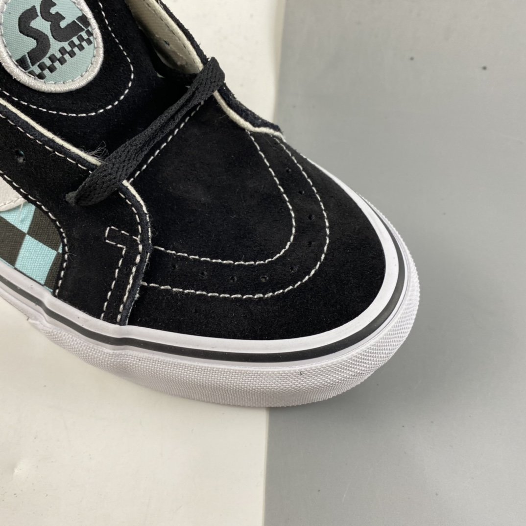 Vans Sk8-Hi2021 autumn and winter new Vans Vans black and blue checkerboard high-top VN0A4BV8A0E