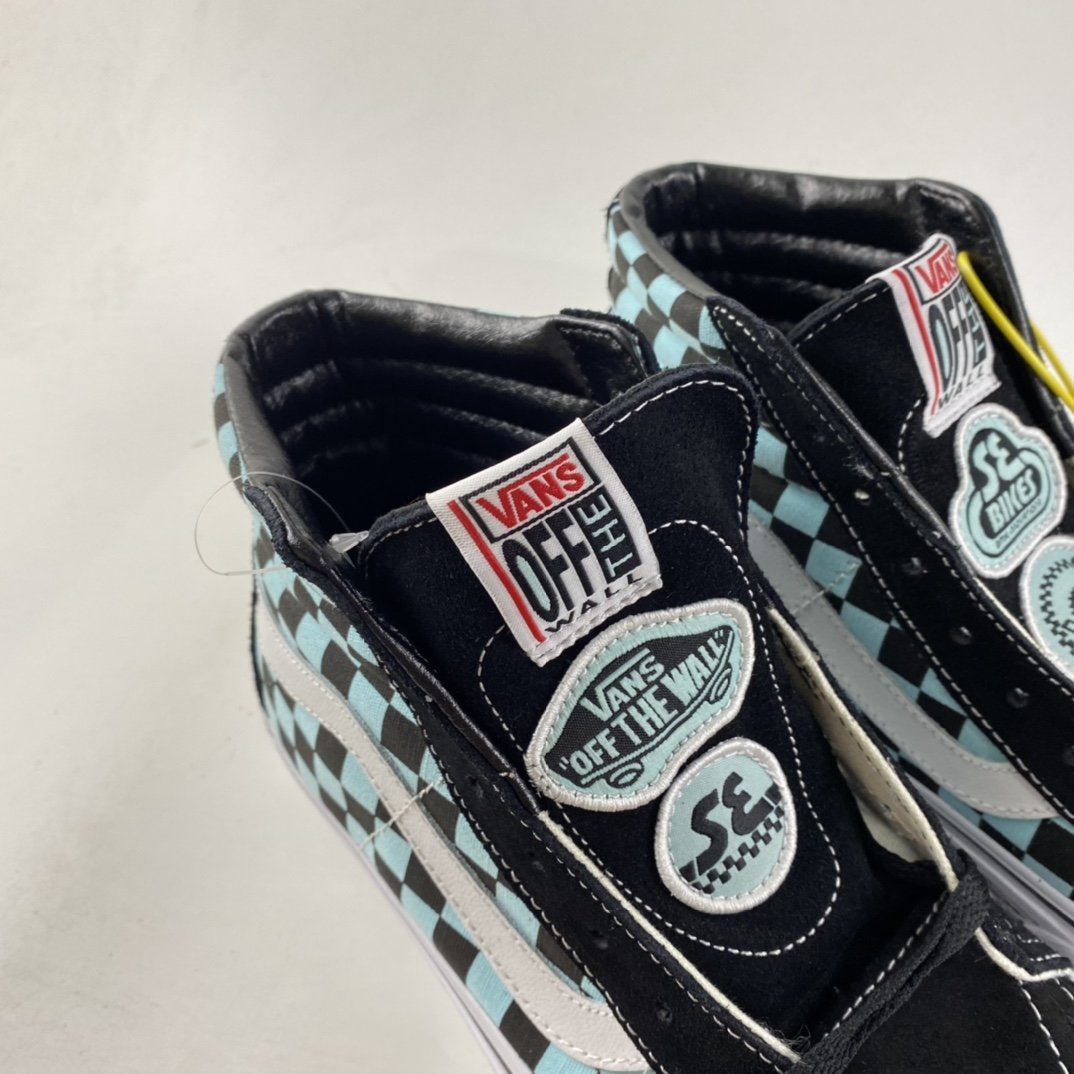 Vans Sk8-Hi2021 autumn and winter new Vans Vans black and blue checkerboard high-top VN0A4BV8A0E