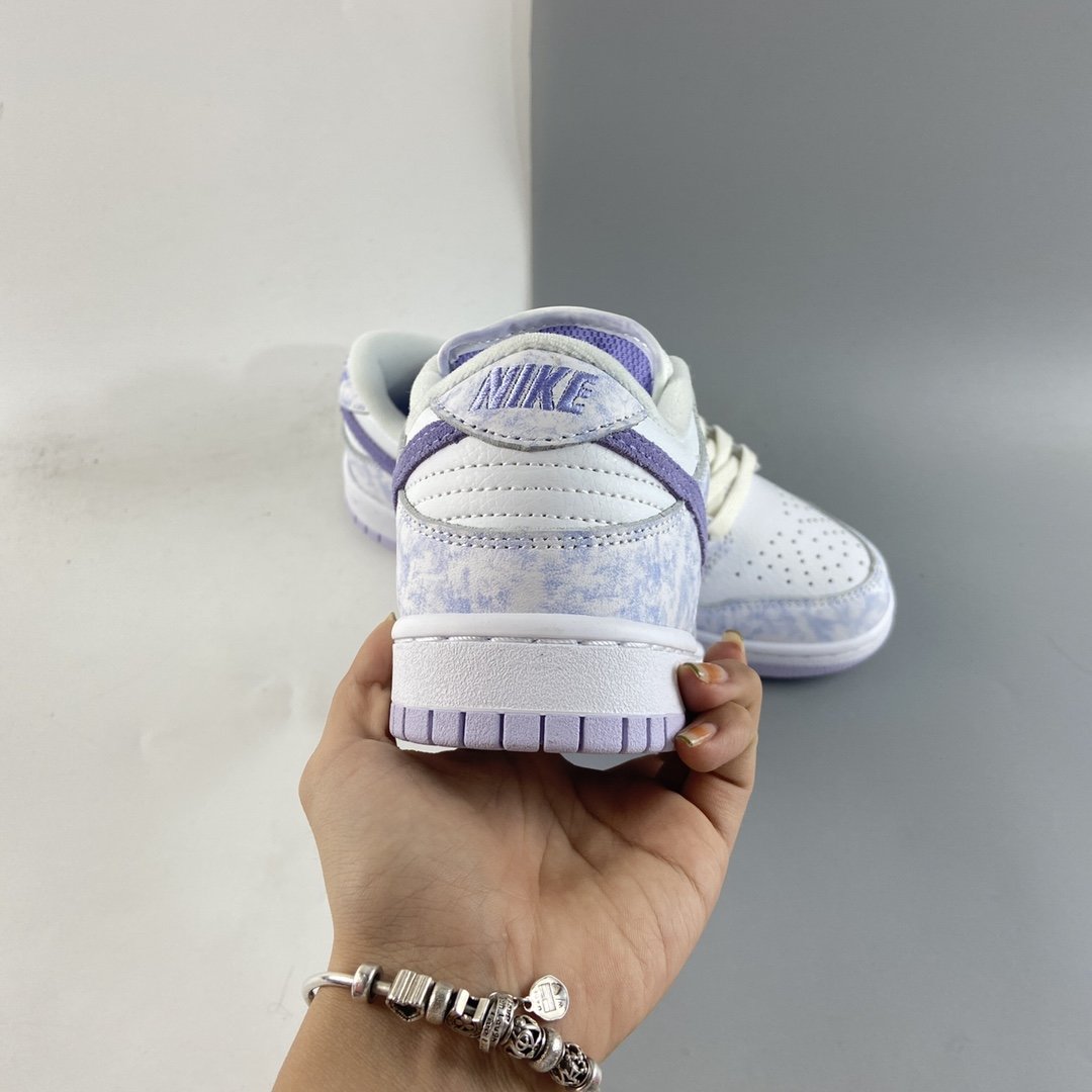 NIKE SB Dunk Low Prm white light purple color matching SB buckle broken rebounds fashion casual shoes DM9467-500