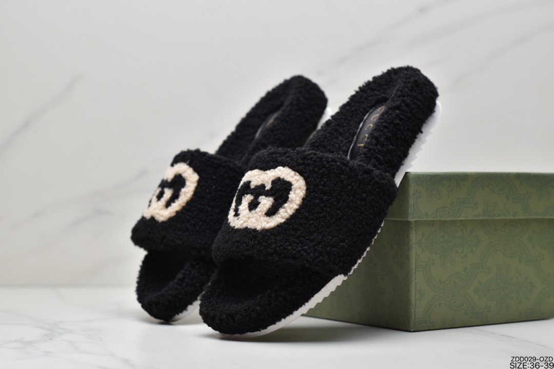 Gucci slippers series Gucci wool slippers black 429466A38G09068