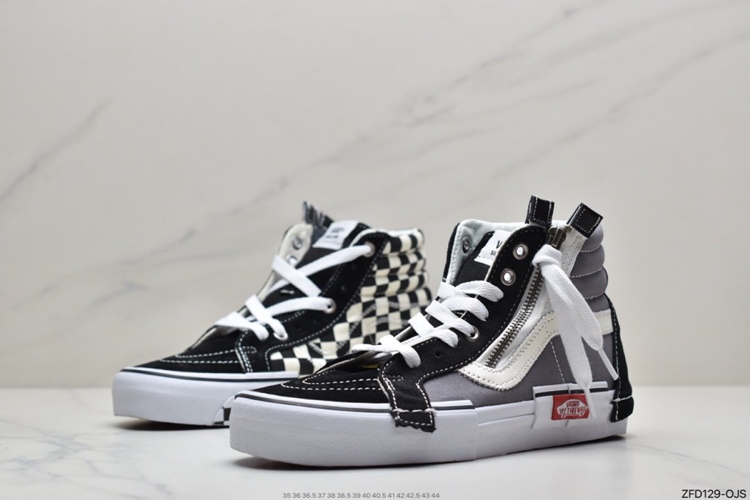 Vulcanized Vans Sk8-Hi Reissue Ca Zip Deconstruction High-Top Canvas Casual Sneakers