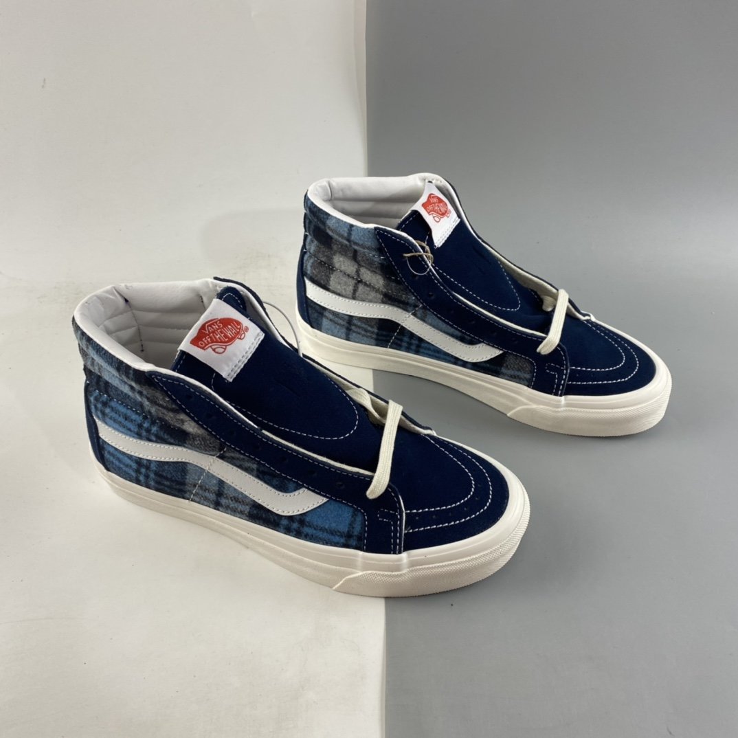 Vans style38 X Pendleton Vans joint blue plaid high-top casual board shoes VN0A38GF9GS