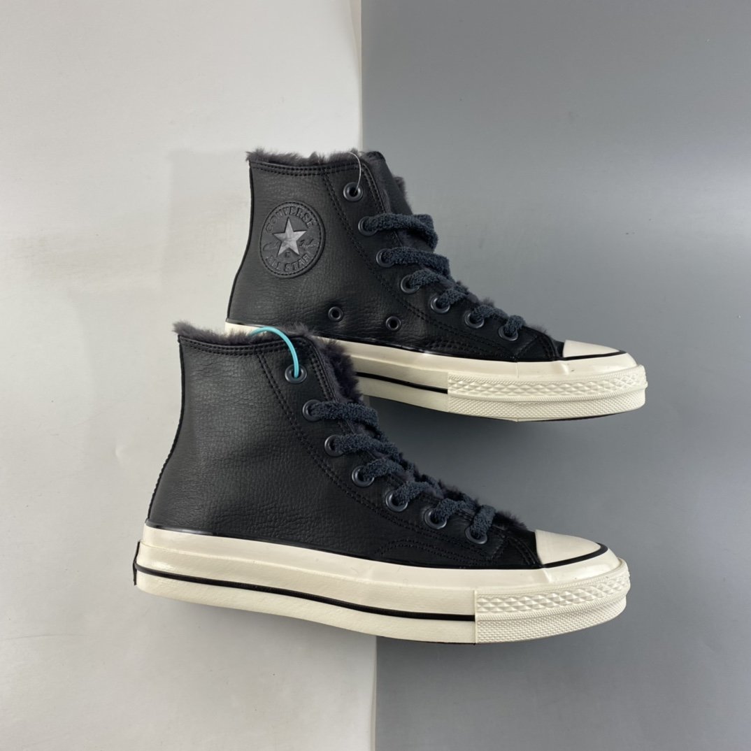 Plus velvet Converse Chuck 70s leather high-top casual sneakers 569516C Ouyang Nana with the same leather plus hair