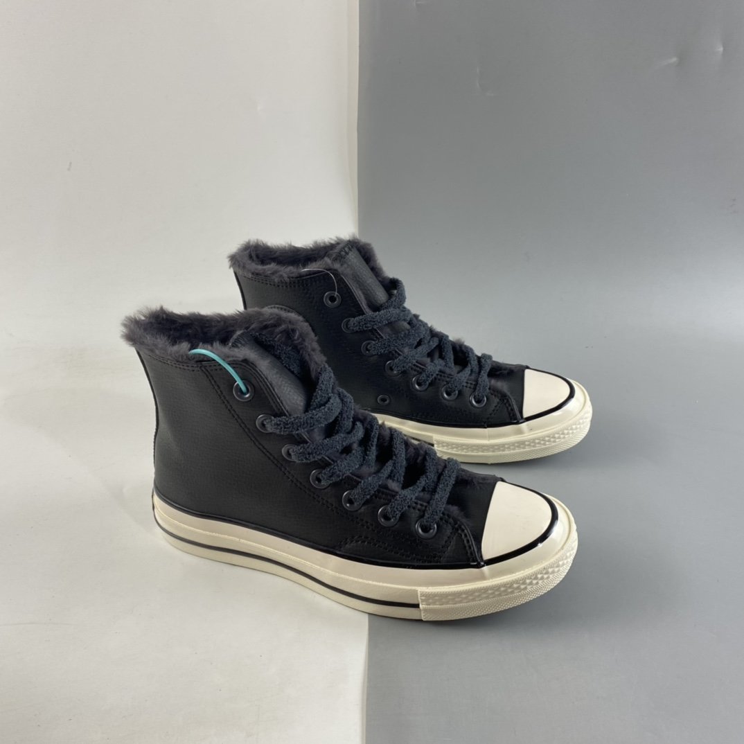 Plus velvet Converse Chuck 70s leather high-top casual sneakers 569516C Ouyang Nana with the same leather plus hair